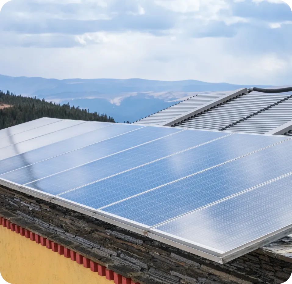 Solar panels on roof.